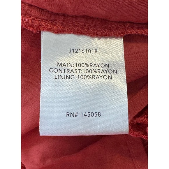 TJD Rust Red Boho Crochet Lace Deep V-Neck Bell Sleeve Top Size M J12161018 - Picture 7 of 8